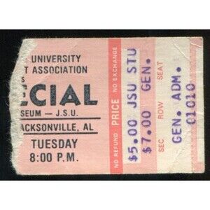 Vintage 1982 38 Special Concert Ticket Stub Jacksonville AL